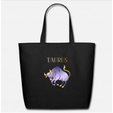 Taurus Purple And Gold Black Eco-Friendly Tote Bag